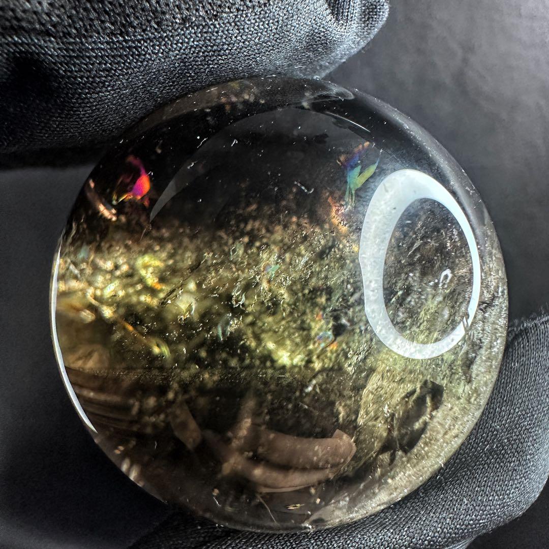 【開運 魔除】絶品❗️レインボー煙水晶スモーキーシトリン丸玉☆ファントムA1172