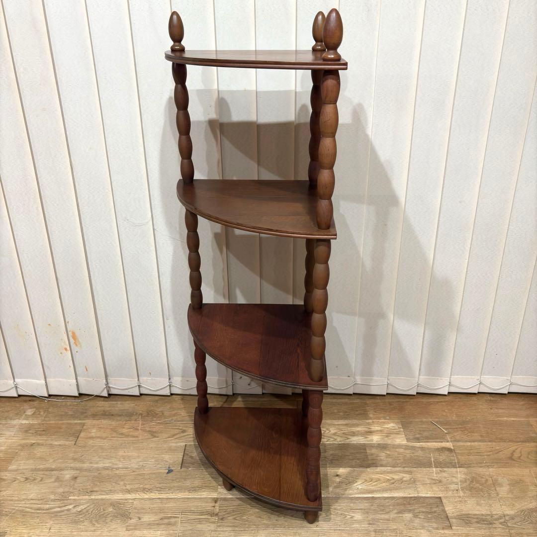 ナジコ Najico コーナーシェルフ 4段 木製 天然木 アンティーク ラック