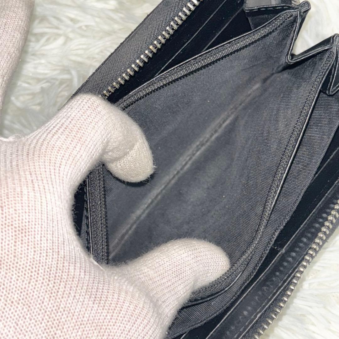 グッチ 長財布 タイガー 虎 PVC GGスプリーム ラウンドファスナー 黒