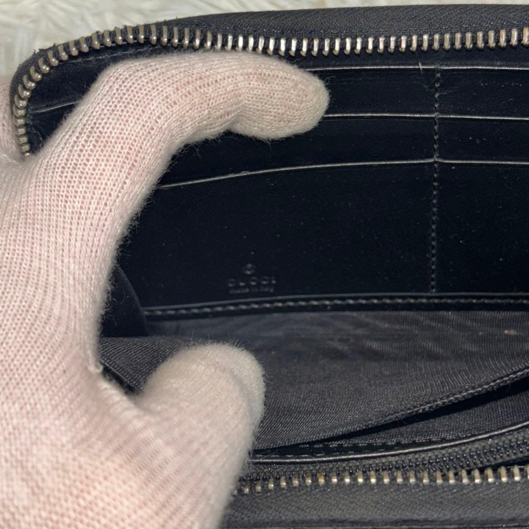 グッチ 長財布 タイガー 虎 PVC GGスプリーム ラウンドファスナー 黒