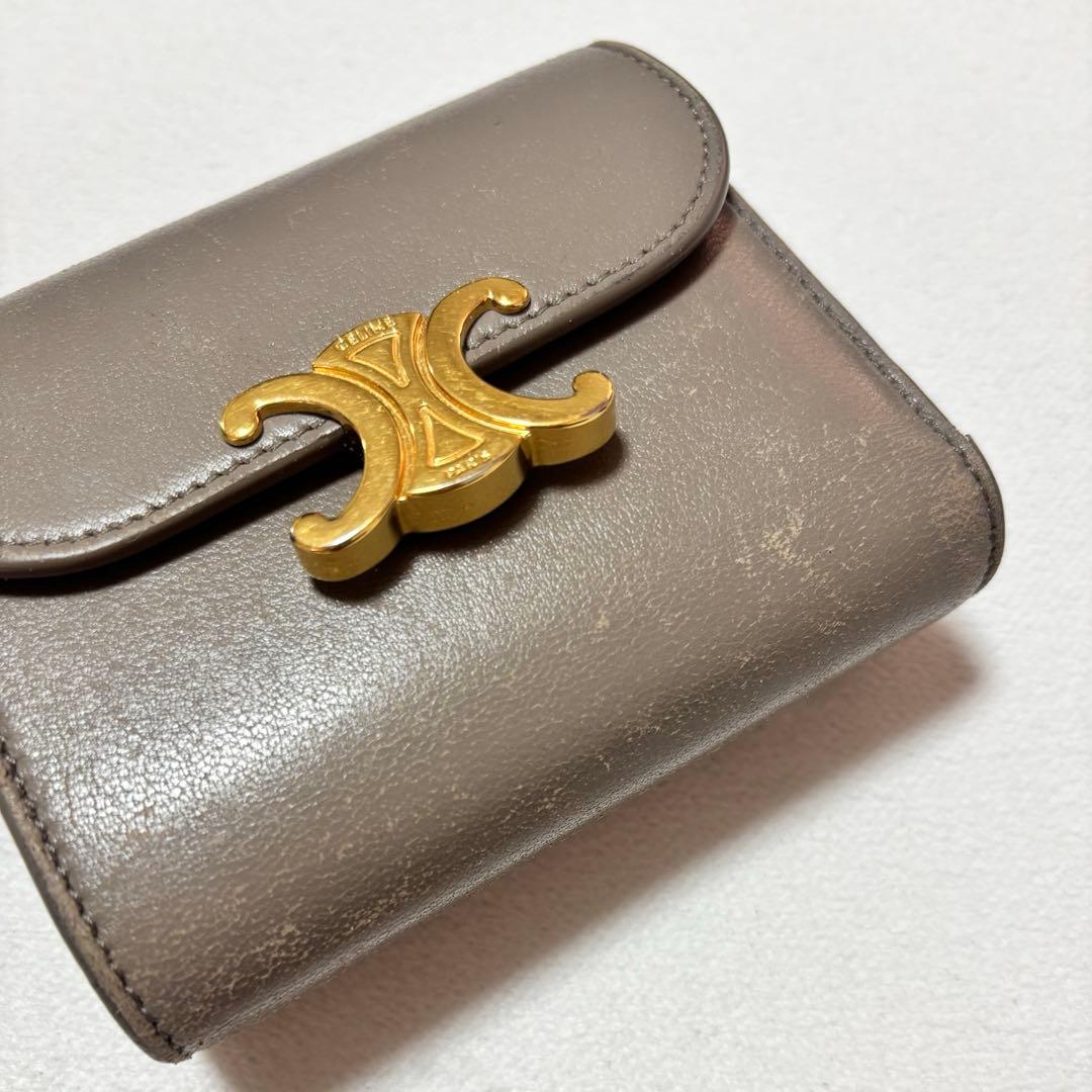 CELINE セリーヌ トリオンフ 二つ折り財布 グレージュ