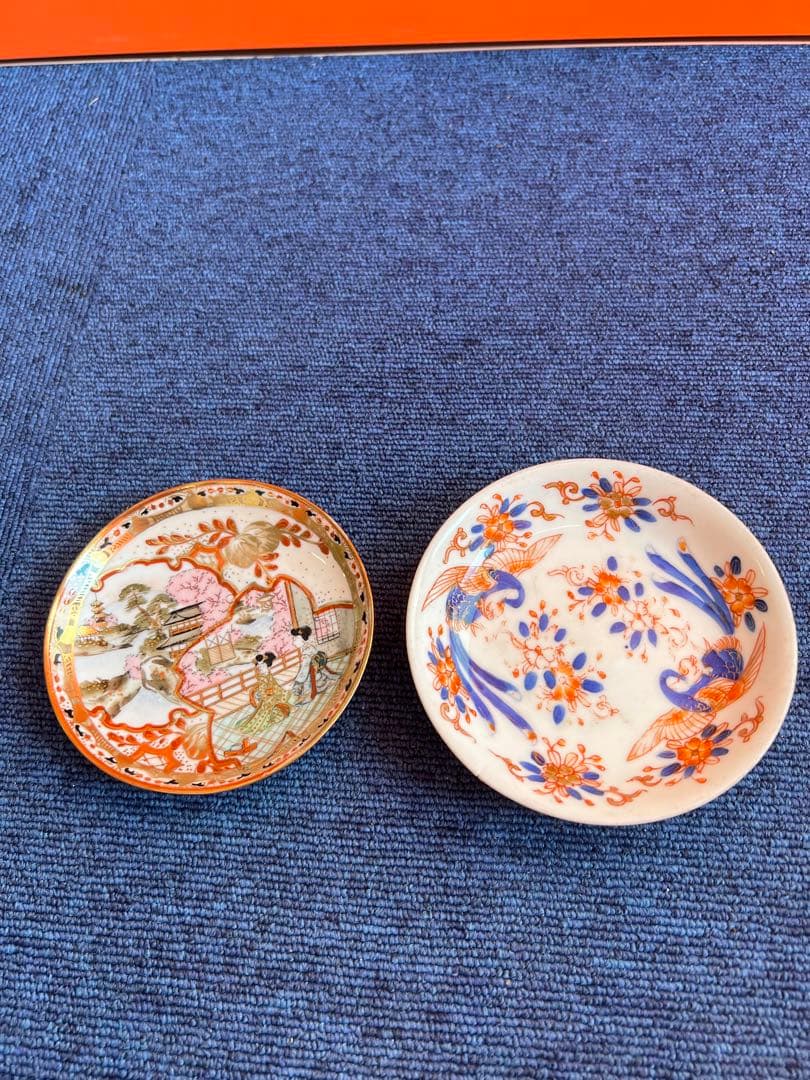 1043 九谷色絵山水人物皿1 客　と　香蘭社鳳凰草花皿1 客　時代物