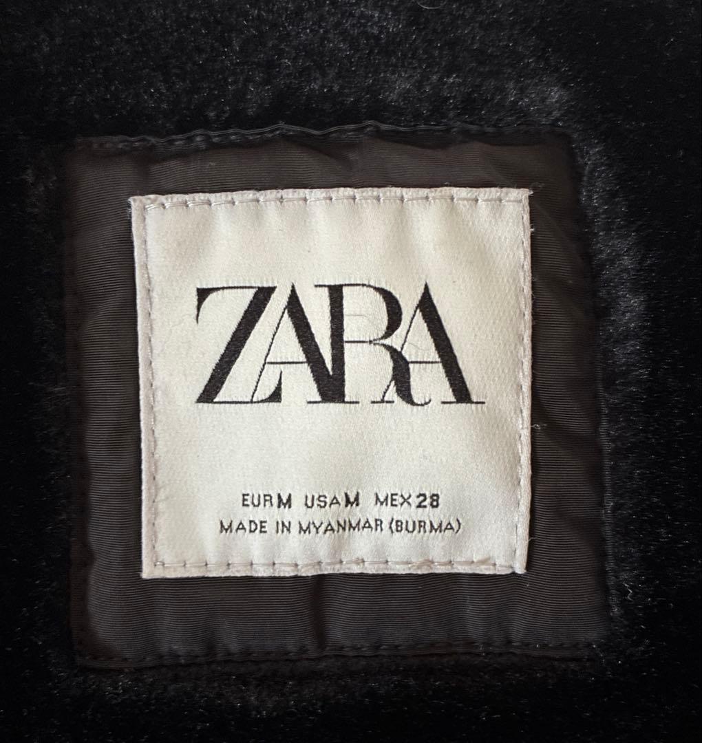 『ZARA』Aライン 3way ファー付き ブラック ダウンジャケット　ベルト付