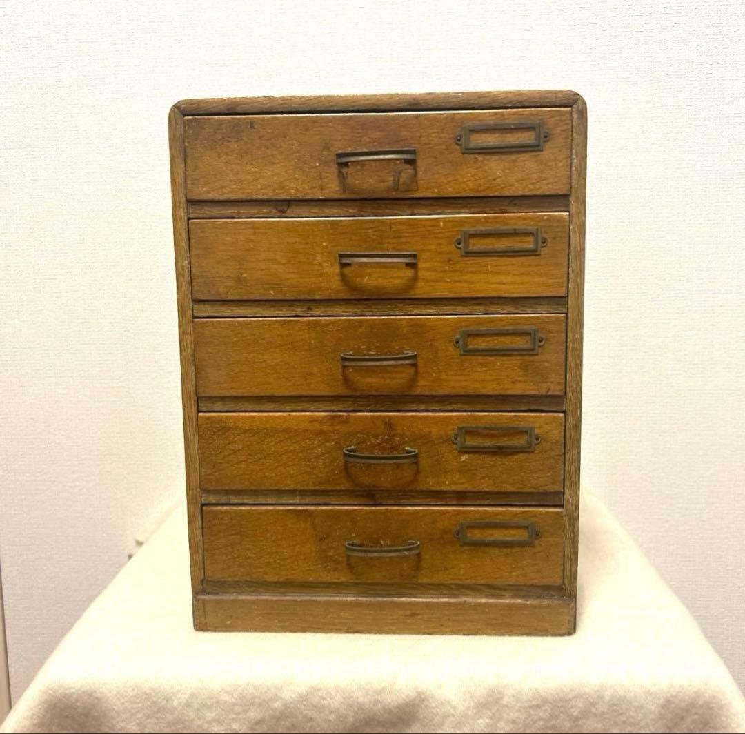 昭和レトロ 和モダン 木製 小引き出し ヴィンテージ アンティーク 古道具　5段