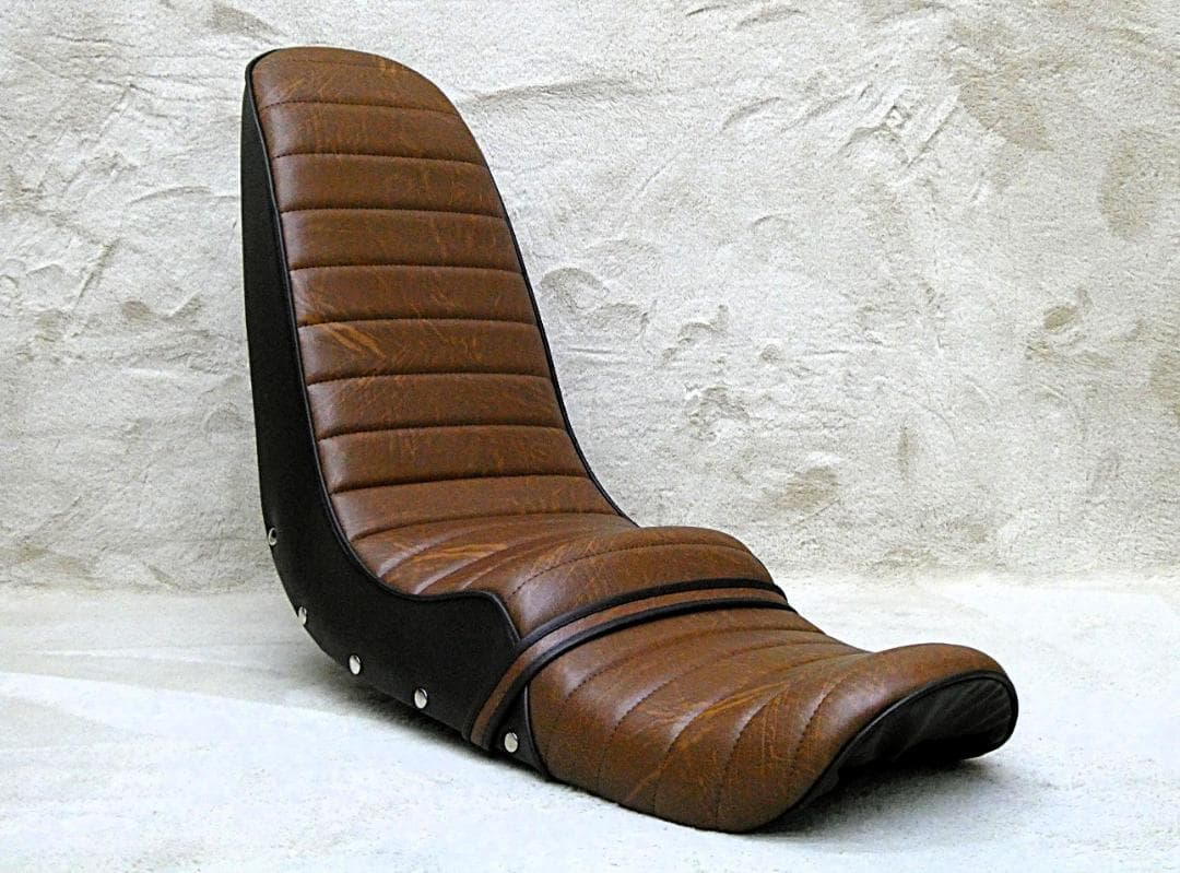 GS400 茶皮ボタン40cm 三段シート/補強入 ブラウンGS400E