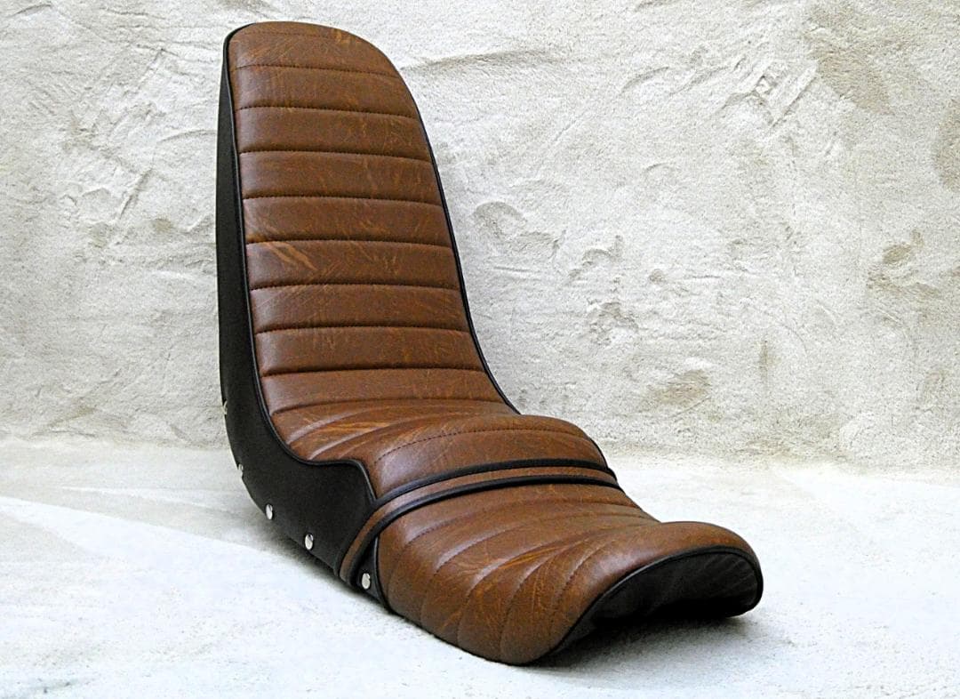 GS400 茶皮ボタン40cm 三段シート/補強入 ブラウンGS400E