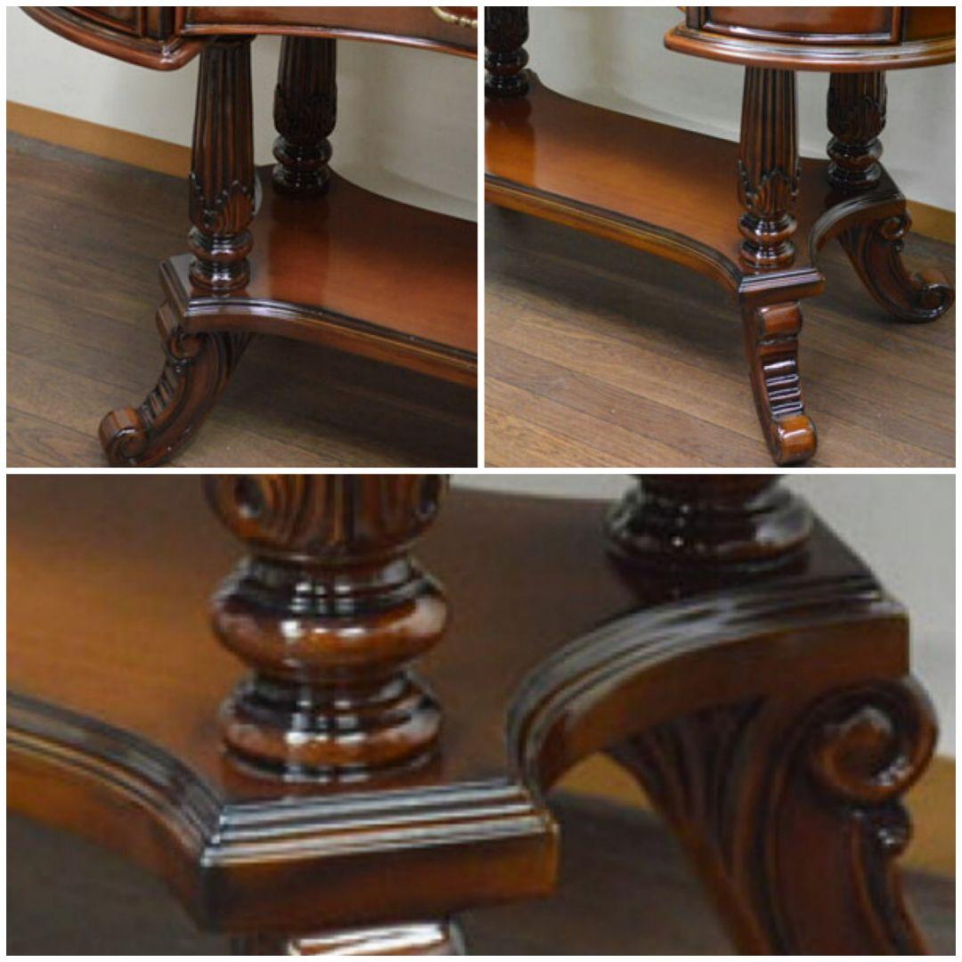 世界三大銘木　最高級マホガニー全面仕様　『ピーナッツデスク』　ガラス天板付き