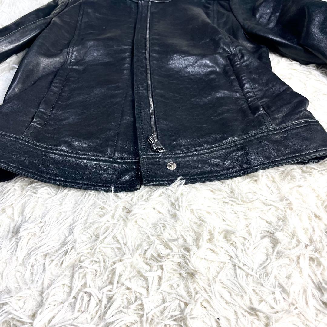 グッチ　GUCCI ラムレザージャケット　ブラック　黒　裏生地　赤　レッド