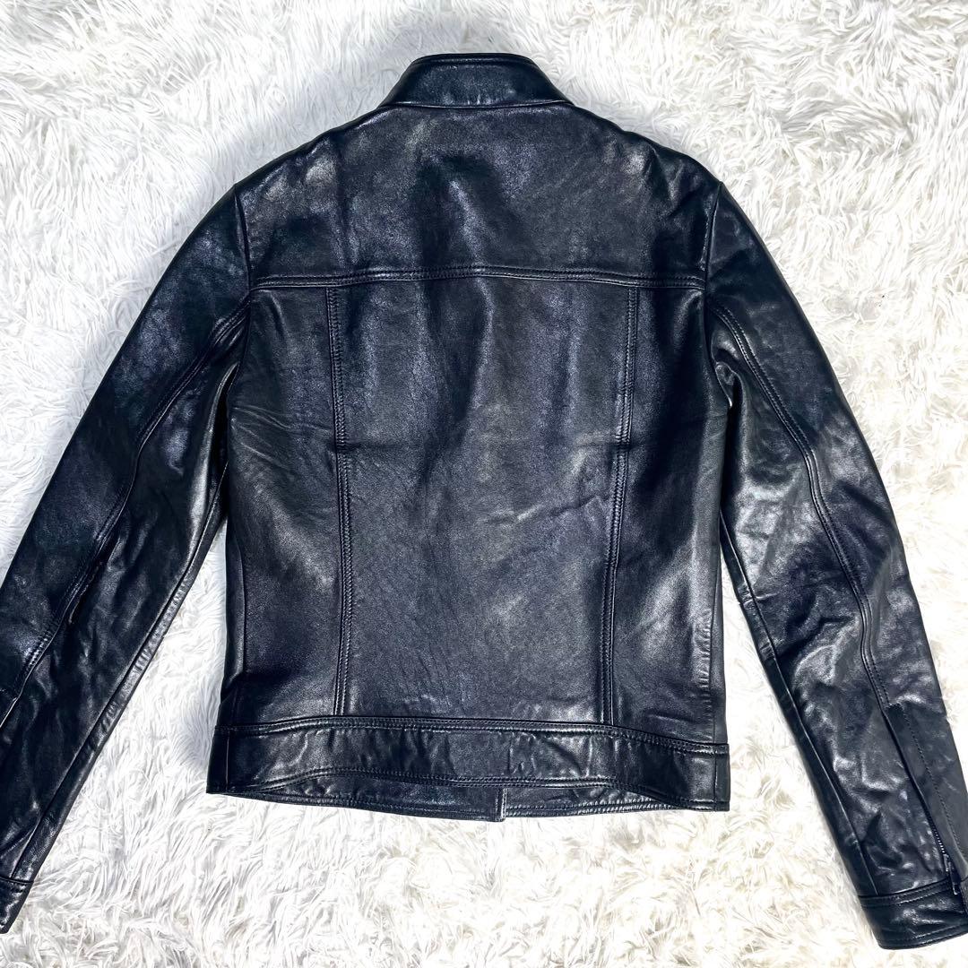 グッチ　GUCCI ラムレザージャケット　ブラック　黒　裏生地　赤　レッド