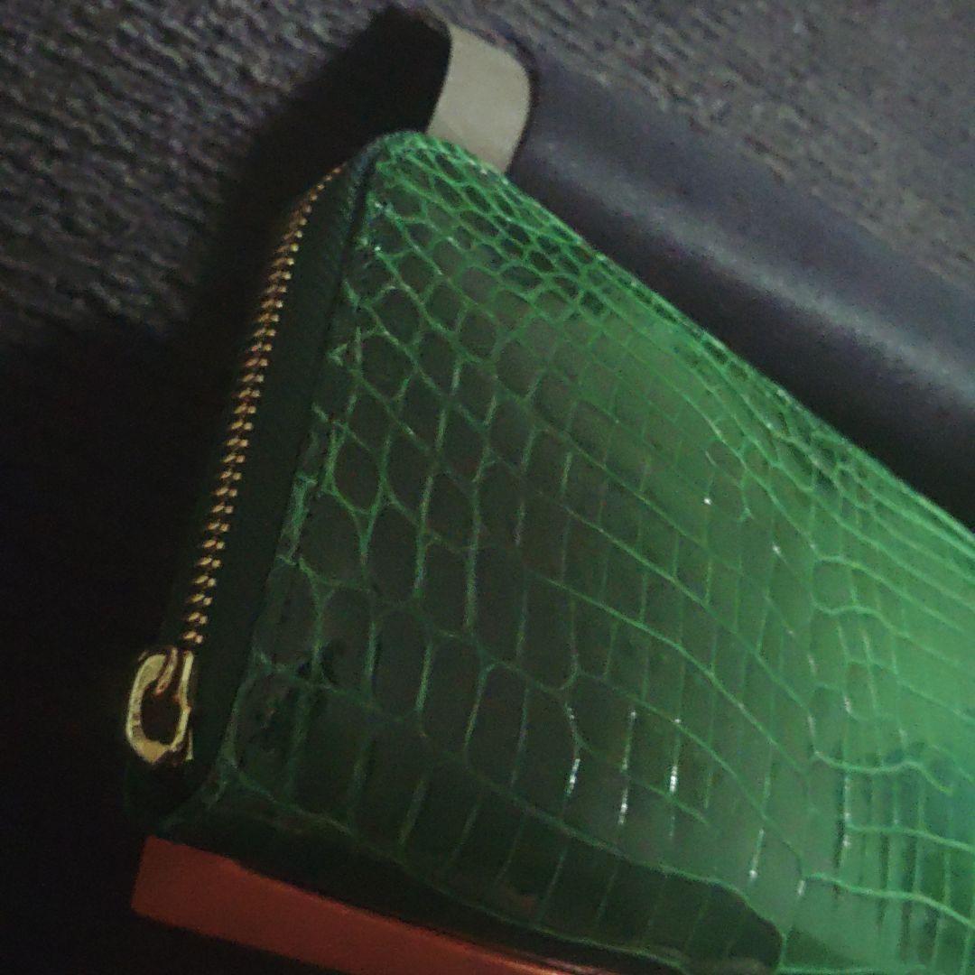 ナイルクロコダイル 財布 グリーン　定価107800円