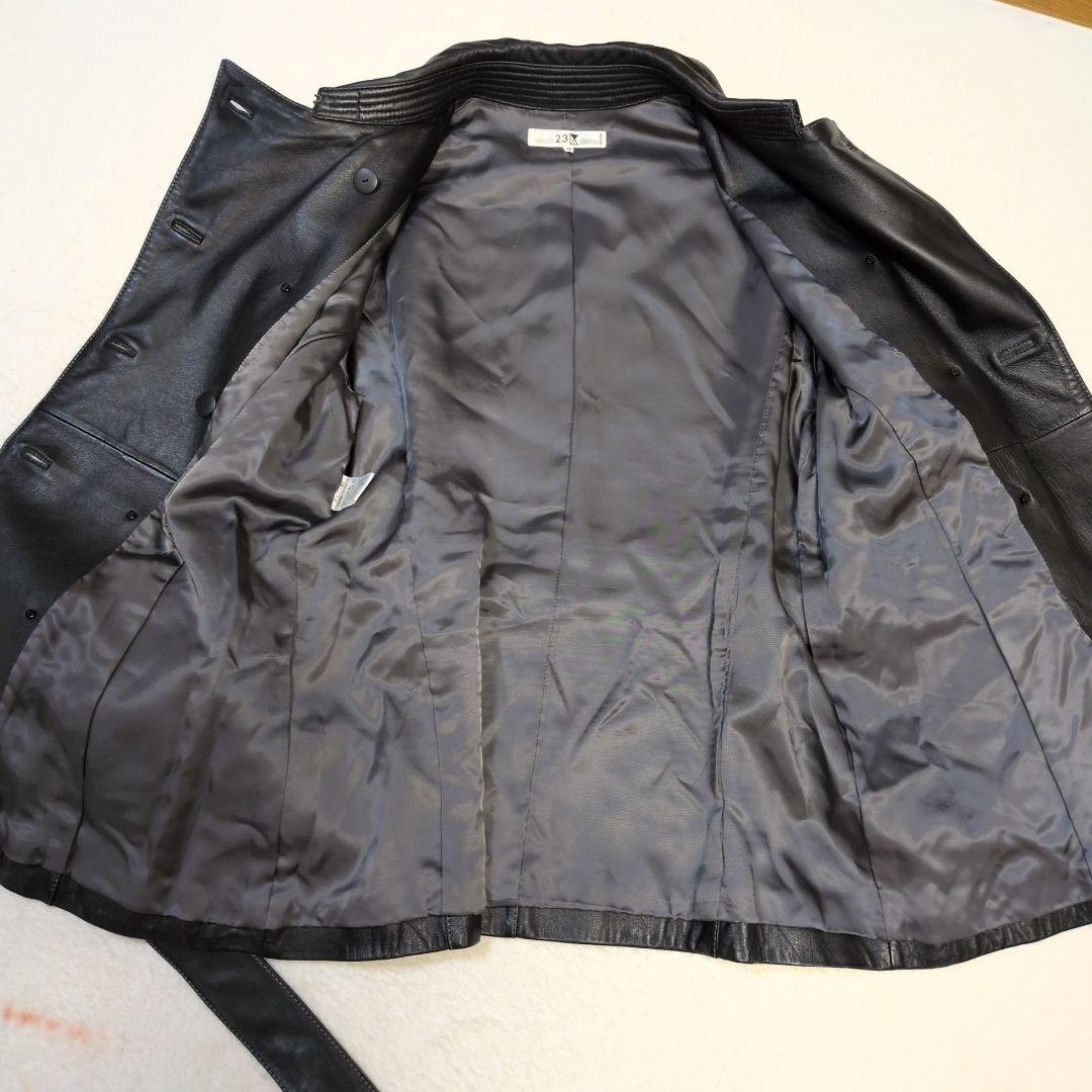 23区✩大きいサイズ✩ラムレザー100%✩ベルテッドコート✩ダブル✩48号