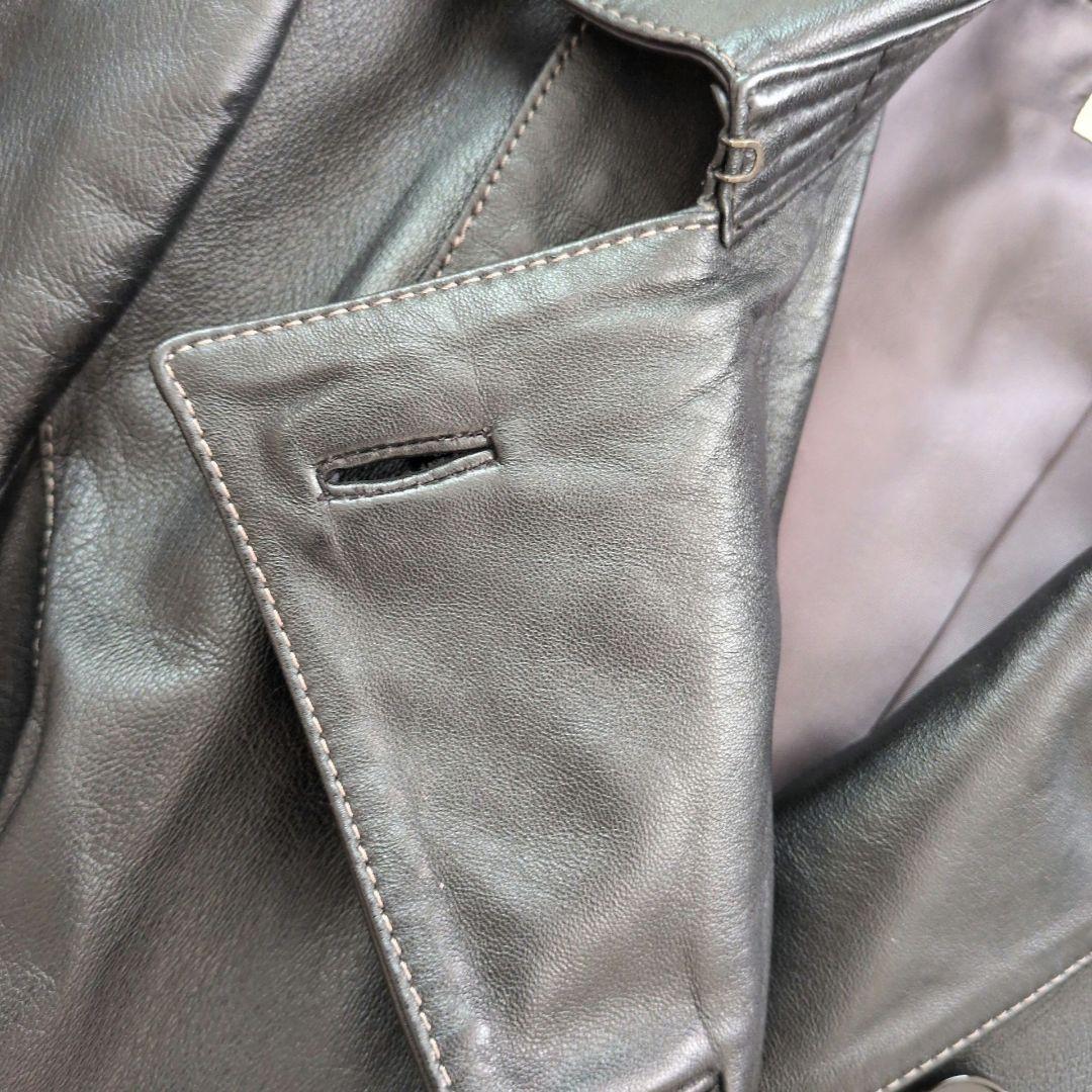 23区✩大きいサイズ✩ラムレザー100%✩ベルテッドコート✩ダブル✩48号