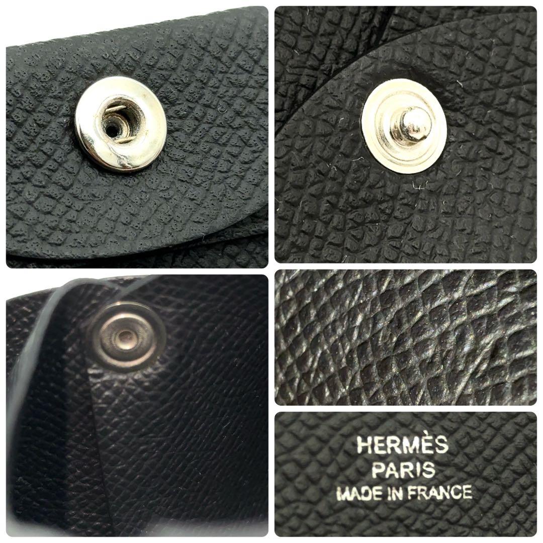 【超極美品】HERMES エルメス バスティア エプソン 黒 ケース