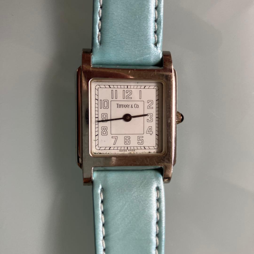 Tiffany & Co. 水色レザー腕時計