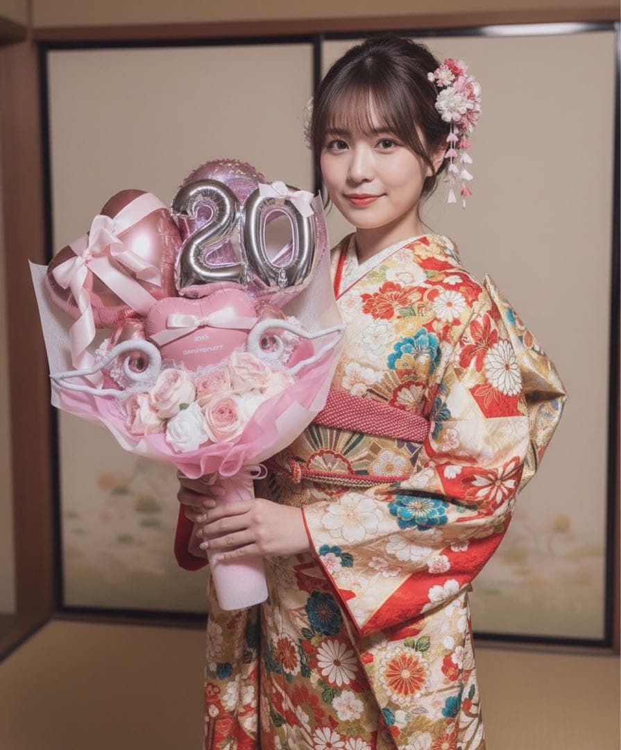 バルーンブーケ　バルーンギフト　成人式　卒業　成人式ブーケ　祝花　花束