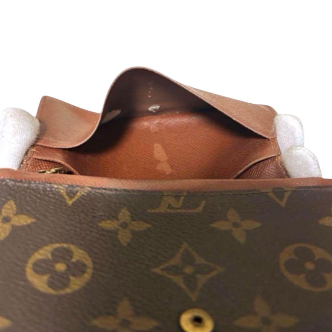 ルイヴィトン　折り財布　ポルトモネビエトレゾール　モノグラム　ブラウン　PVC