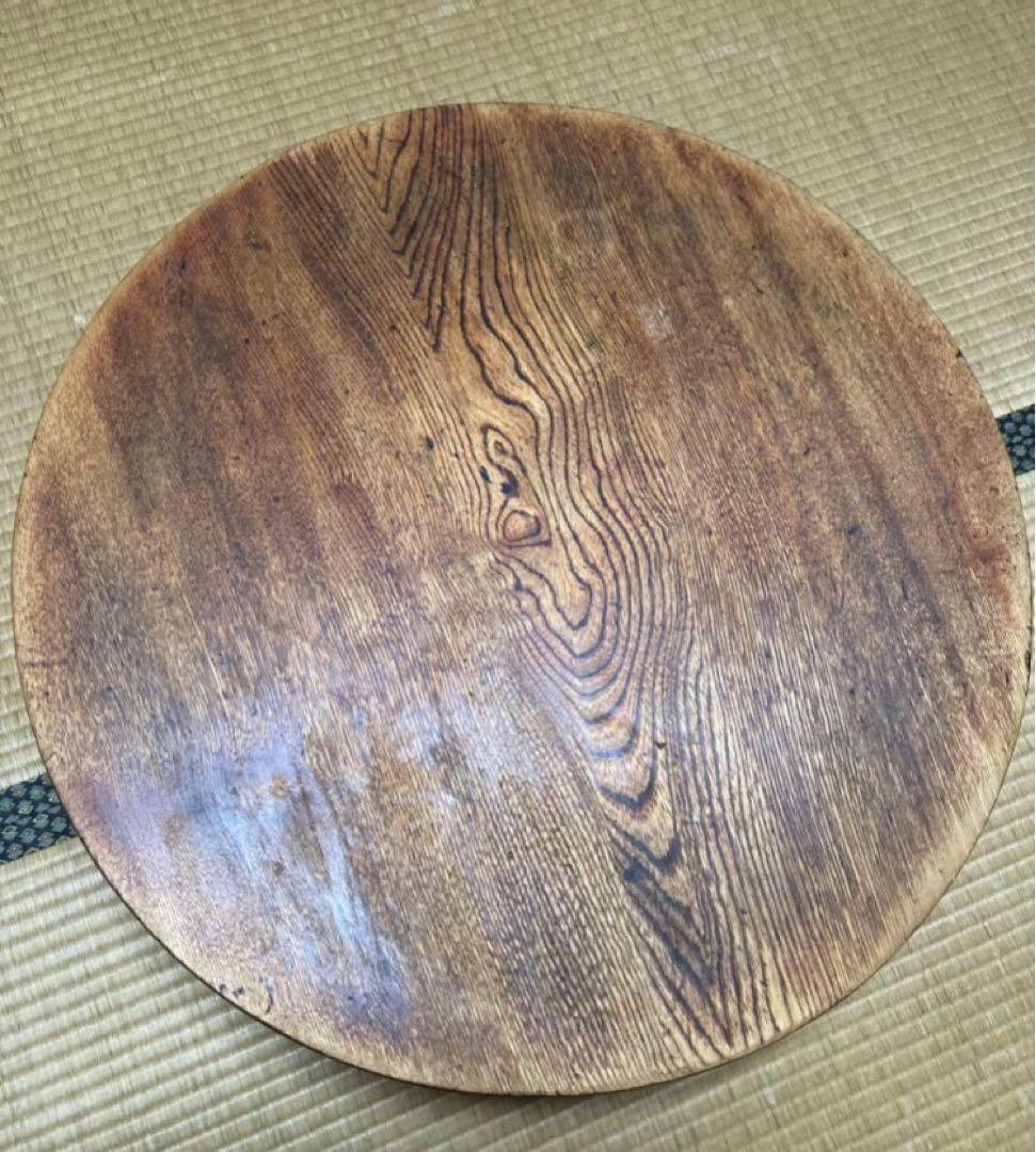 土蔵から発掘 希少　ちゃぶ台　座卓　折りたたみ　丸机 木目　昭和レトロ