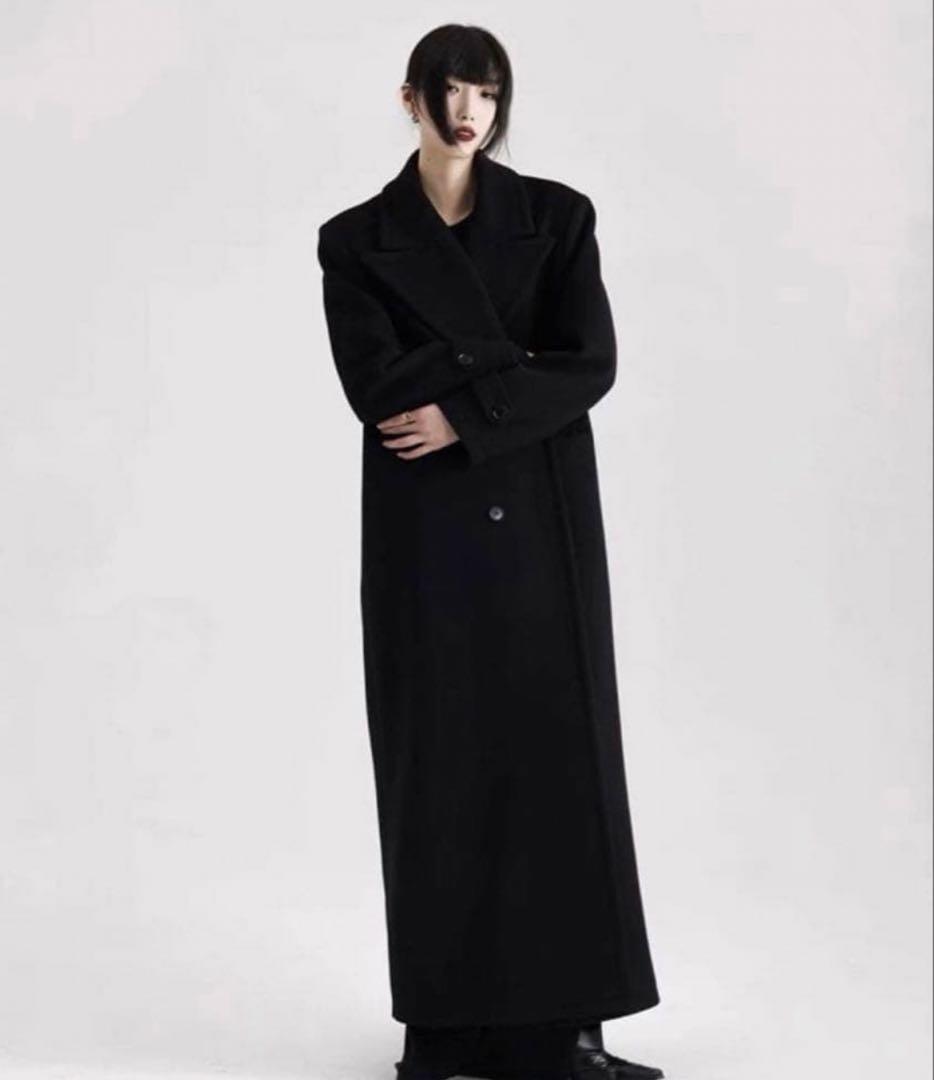 【L】APOZi collection ダブルスーパーロングコート ブラック