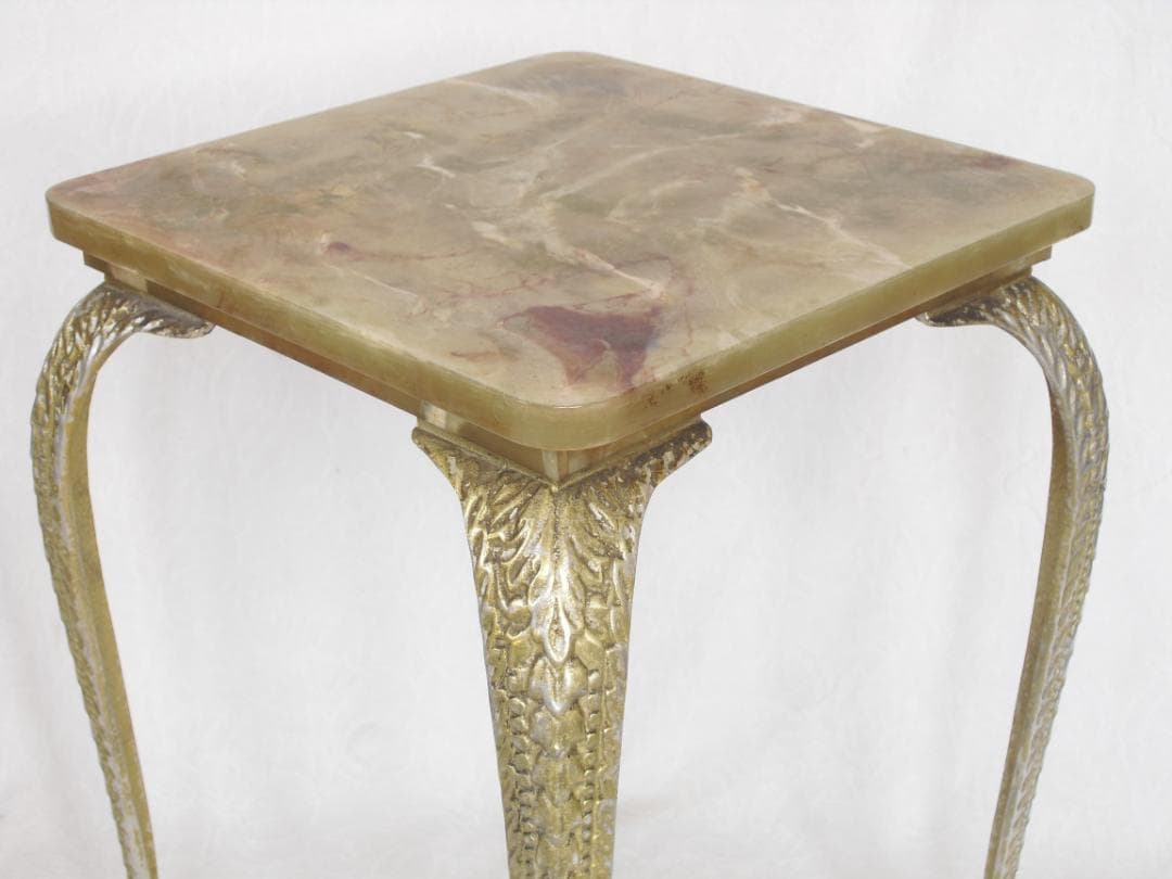 アンティーク サイドテーブル☆大理石風セルロイド天板 猫脚 花台/コレクション台