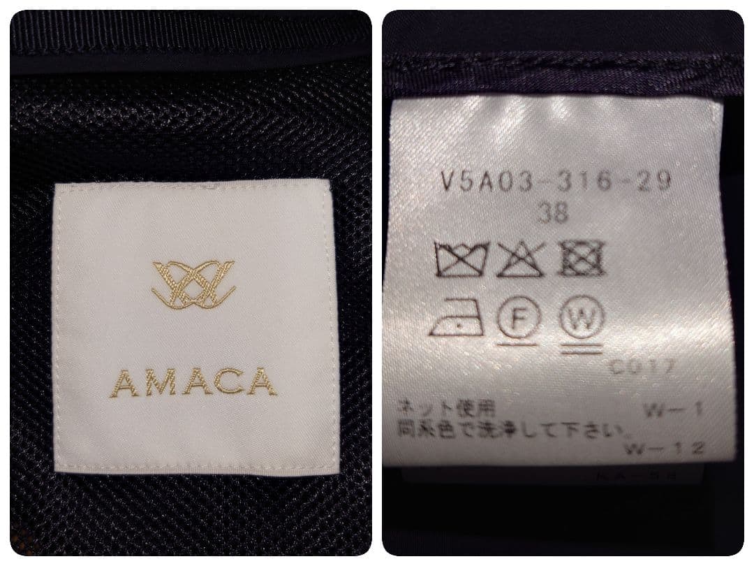【新品】 アマカ《撥水・花粉防止》多機能コート（ブラックネイビー）サイズ３８