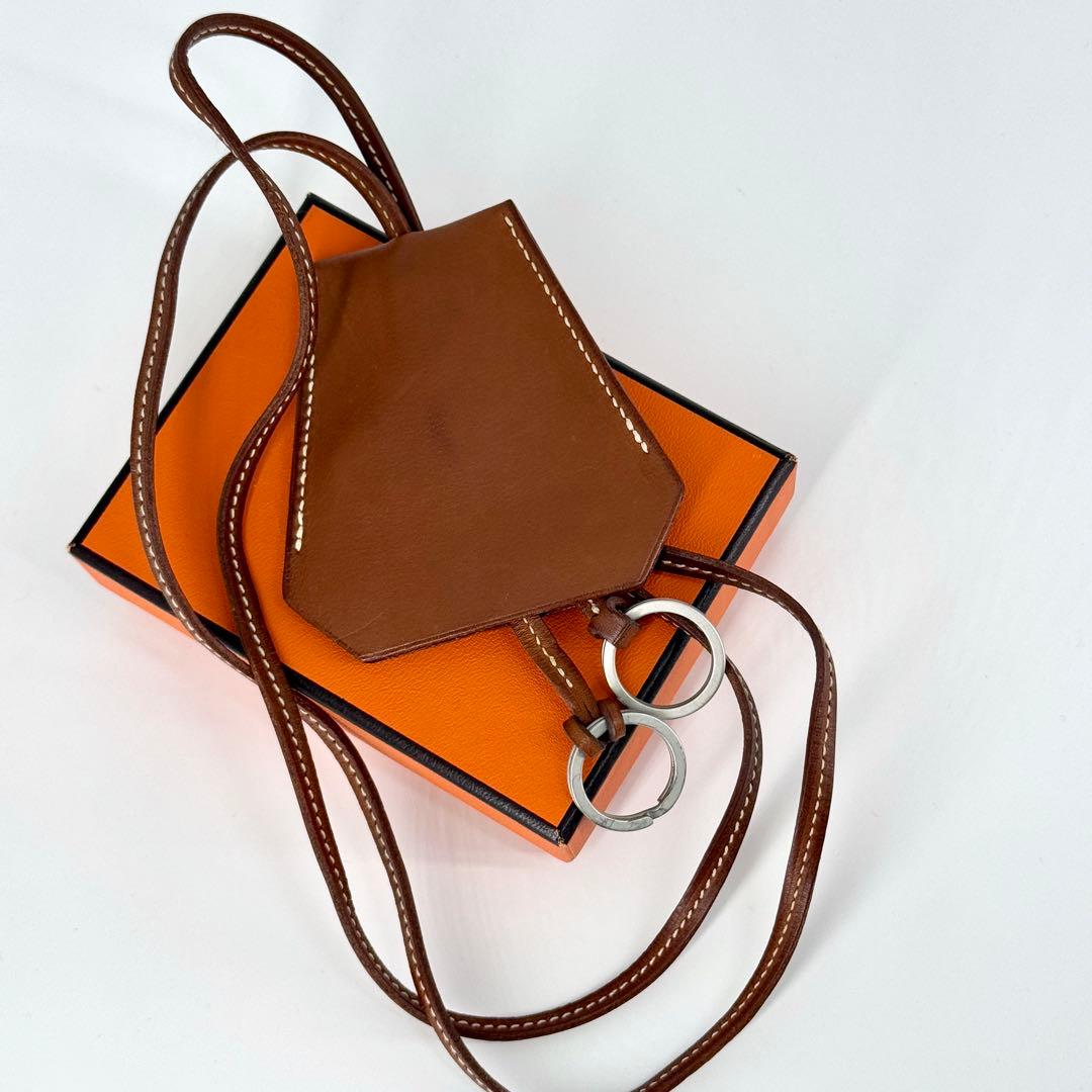 HERMES クロシェット キーリング ネックレス ブラウン マルジェラ期 茶色