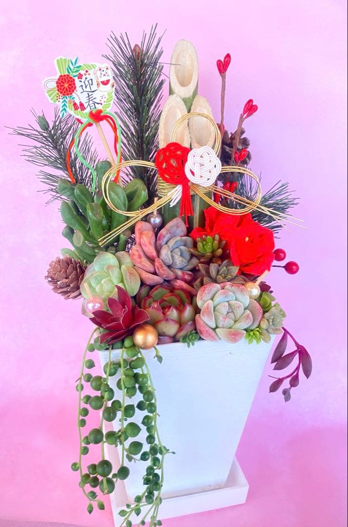 お正月寄せ植え◆多肉ちまちま寄せ植え