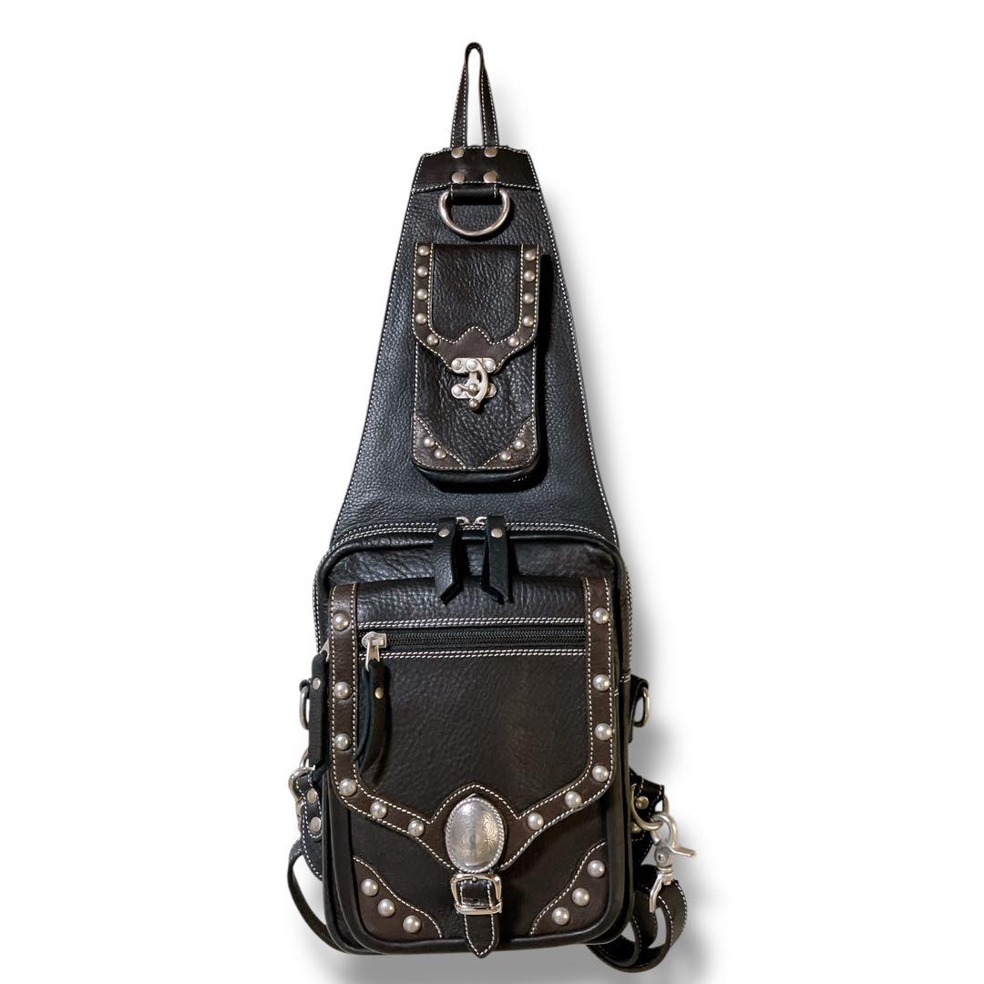 ワイルドハーツ 良品 3way y2k スタッズ 多収納 ボディバッグ ブラック