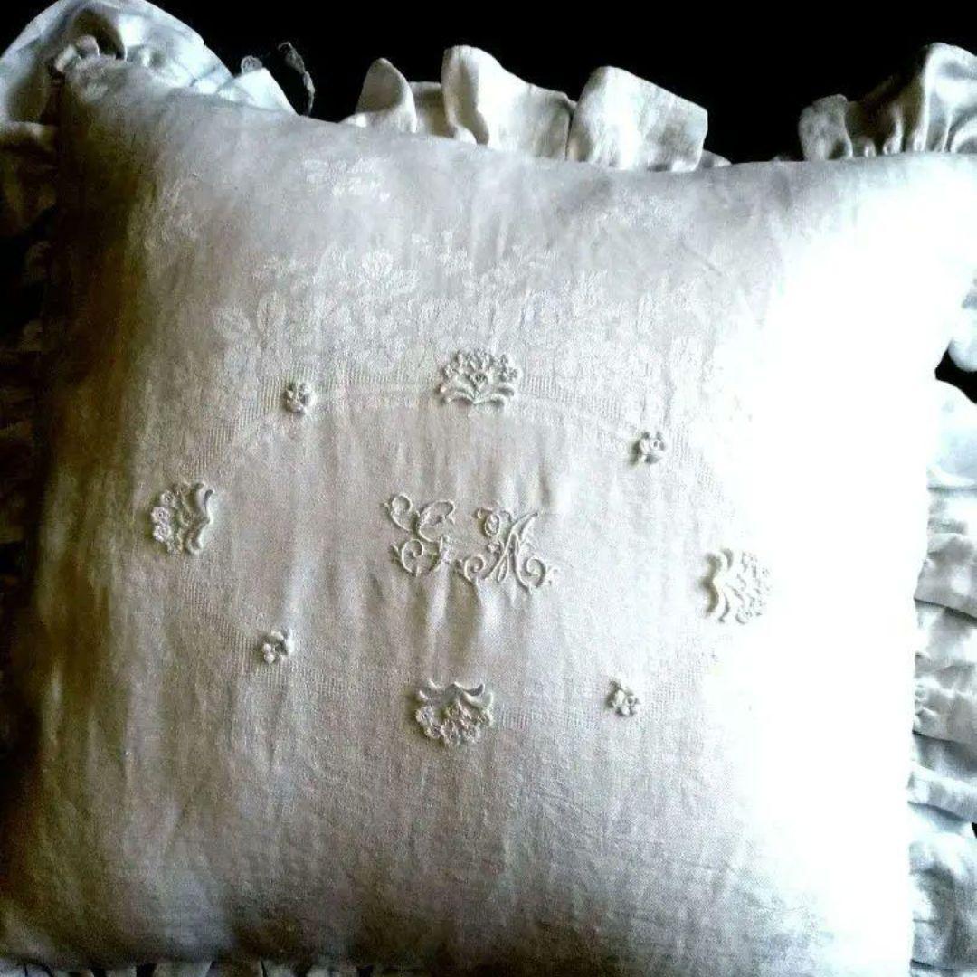 ※ぴぴ様おまとめオーダー※フランスアンティーク　ダマスク織　ロゴ　刺繍