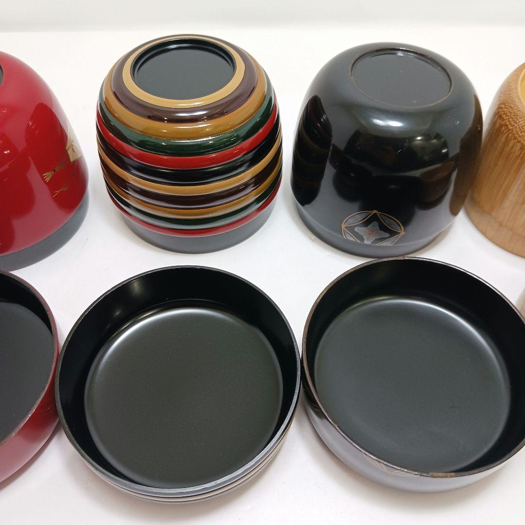 Y3122-102 茶道具 蒔絵 独楽塗 竹製等 棗6点セット 　ひ