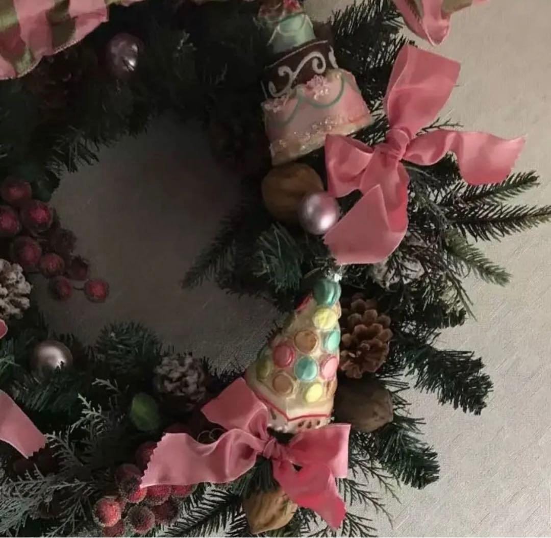 造花 クリスマスリース ビッグサイズ レアな飾り 新品