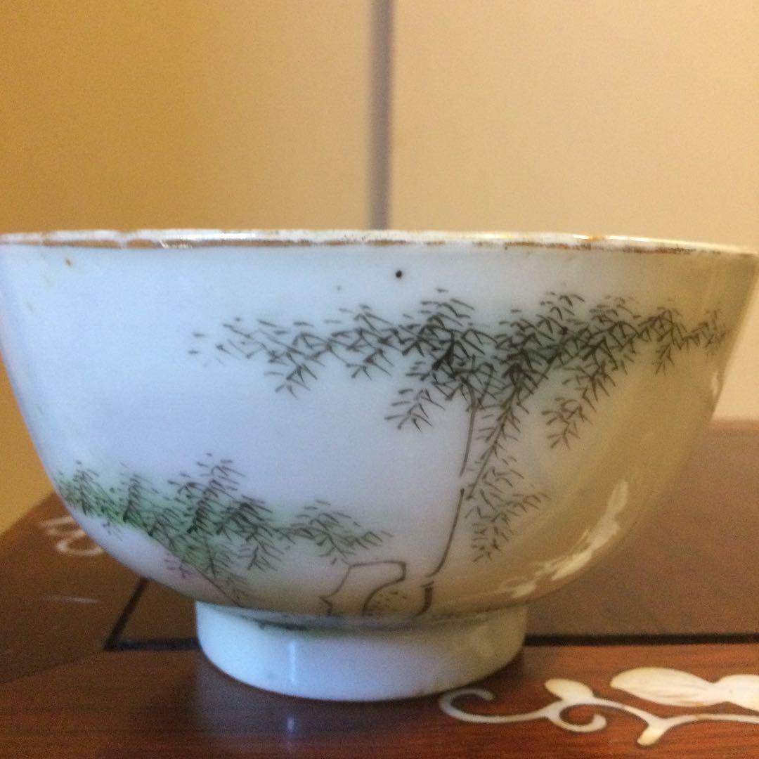 中国民国時代のお碗、竹林文人