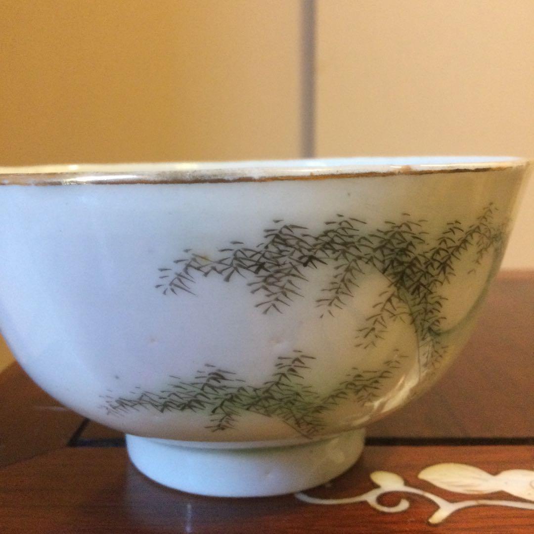 中国民国時代のお碗、竹林文人