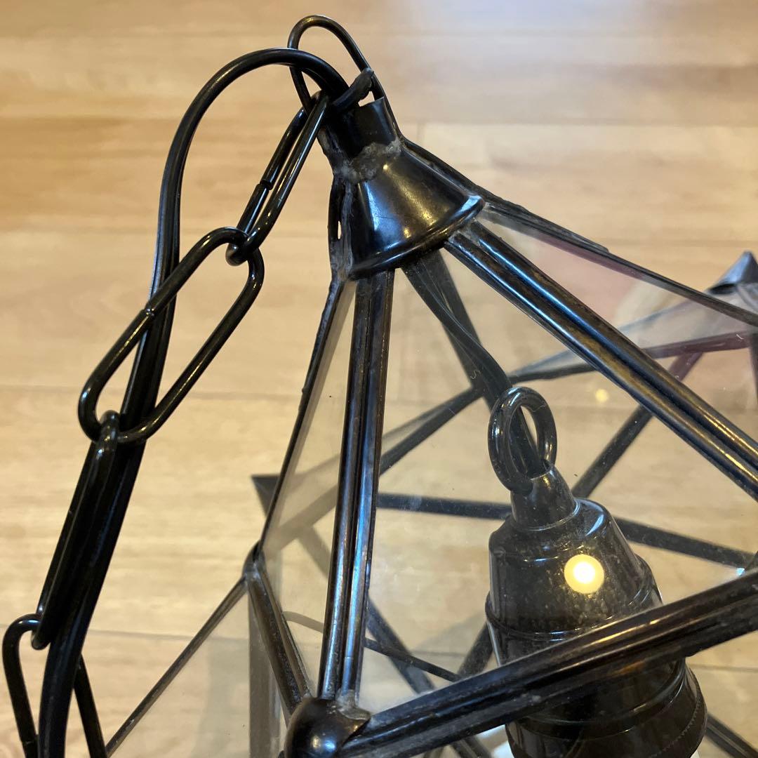 激レア　美品　ガラスシーリングライト　スター　星　ステンドグラス　e26 レトロ