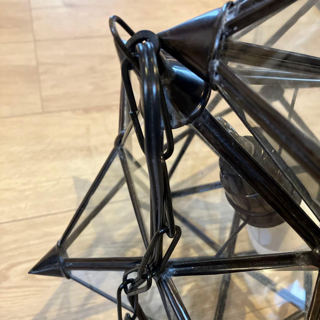 激レア　美品　ガラスシーリングライト　スター　星　ステンドグラス　e26 レトロ
