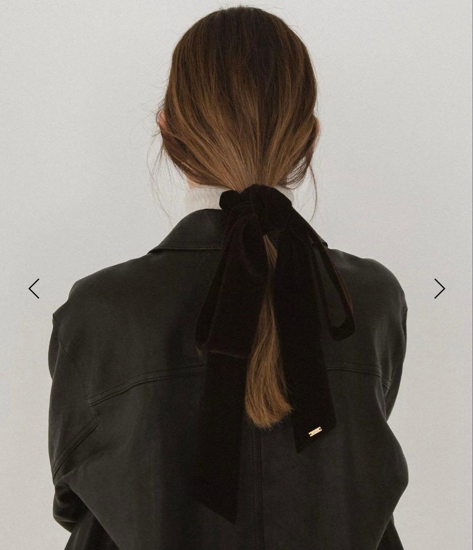 LETICIA レチシア リボン ベルベットシュシュ ブラウン