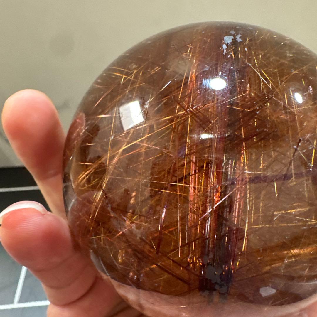 超希少 高透明 コッパールチル9cm 1kg 銅針密 天然水晶 スフィア