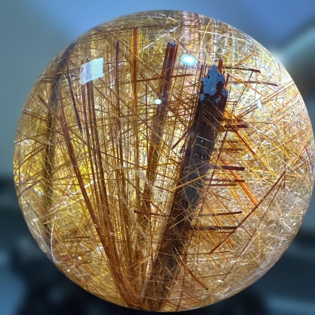 超希少 高透明 コッパールチル9cm 1kg 銅針密 天然水晶 スフィア