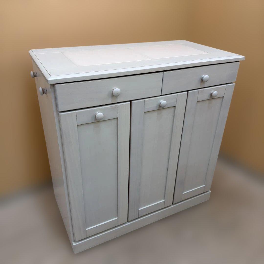 天然木 天板タイル ダストボックス 分別ゴミ箱 3分割 15L