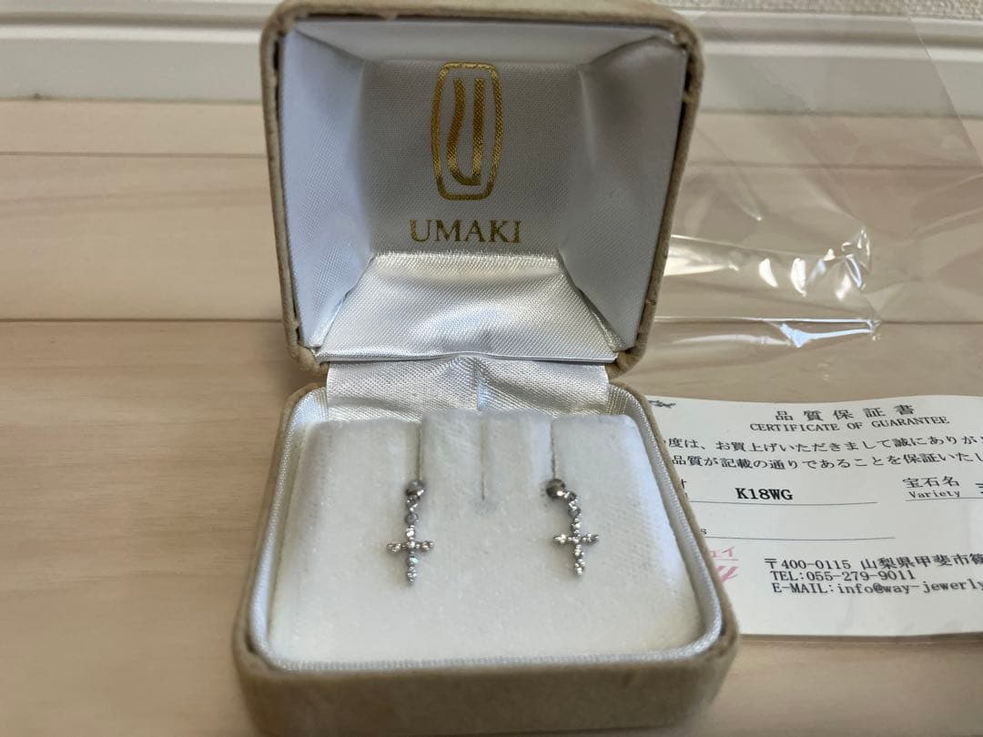 値下げ‼️UMAKI K18WG クロスデザインピアス