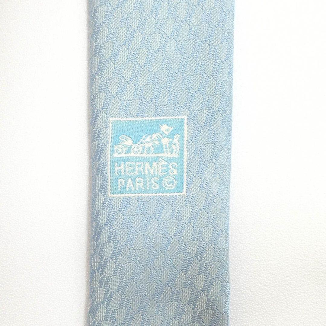 未使用級 エルメス HERMES ネクタイ シルク フランス製 ライトブルー