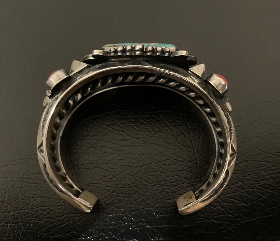 NAVAJO 故カークスミスKirk Smithターコイズ&コーラルバングル