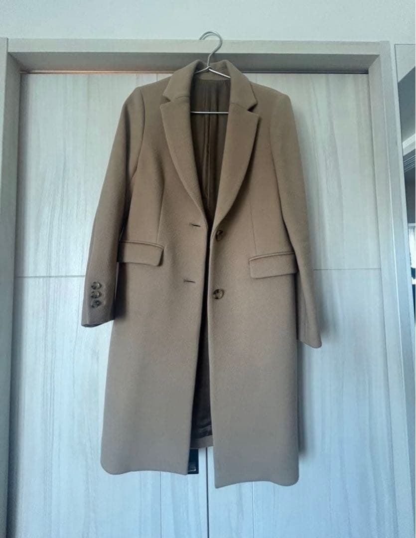 ベージュ チェスターコート ウール混合