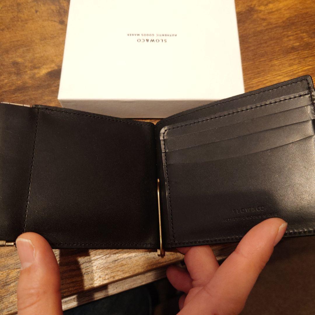 SLOW&CO ブラックレザー マネークリップ