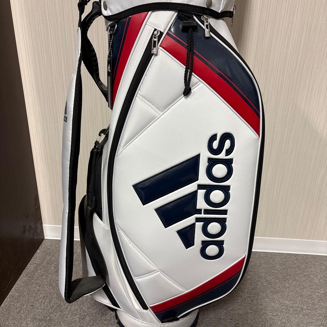 adidas キャディバッグ ホワイト/ネイビー/レッド