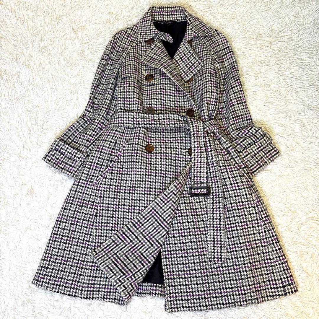 美品 ブラックレーベル ポールスミス ウール コート 千鳥格子 ベルト 40 L