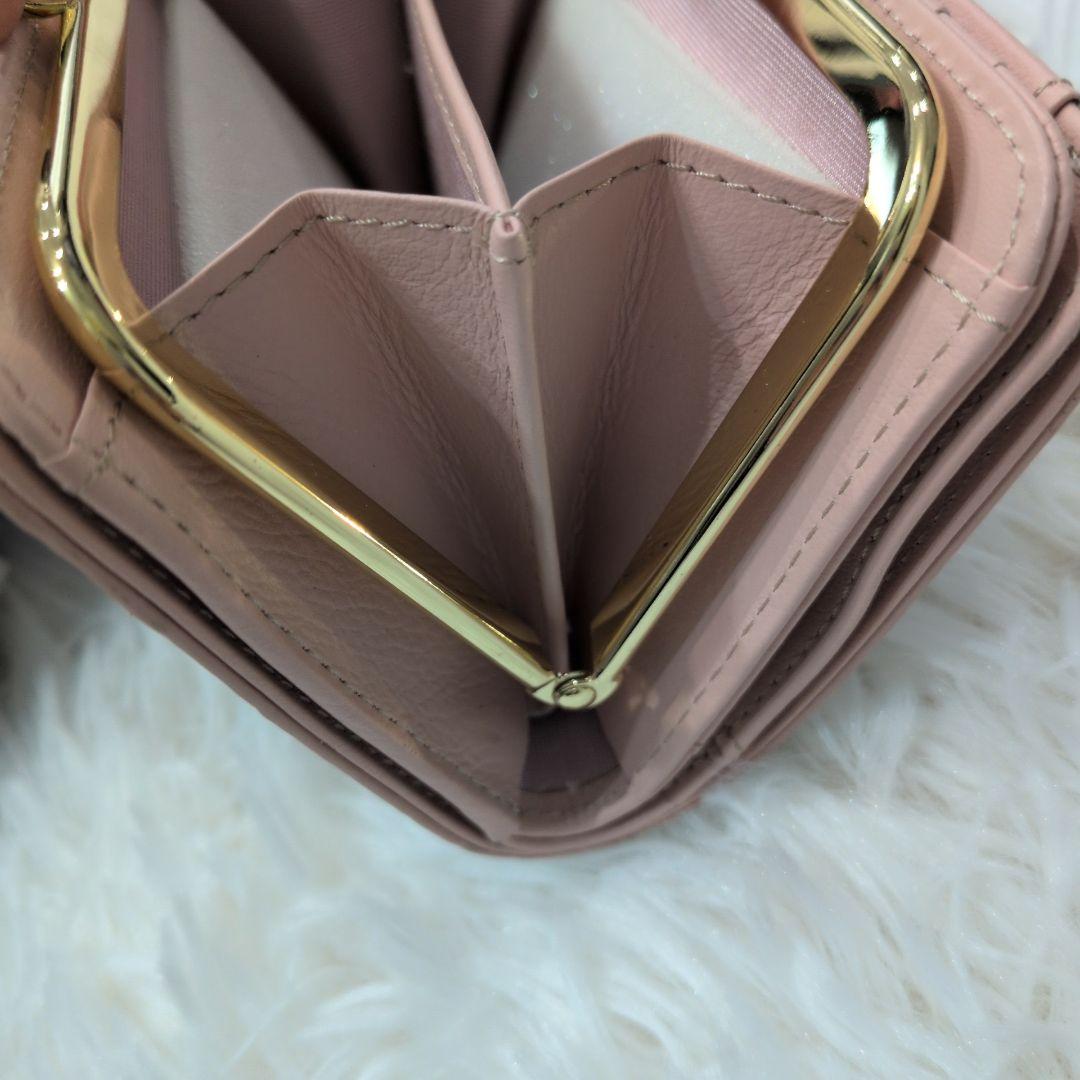 未使用級✨エーテル イタリア製レザー サクラ 桜 2つ折り財布 がま口