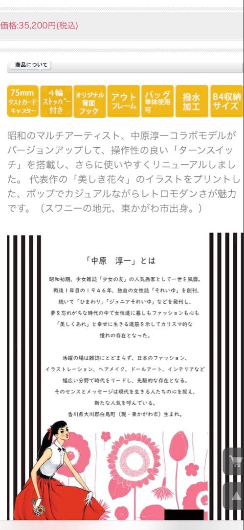 SWANY キャリーバック　中原淳一コラボ　ブラック×ホワイト