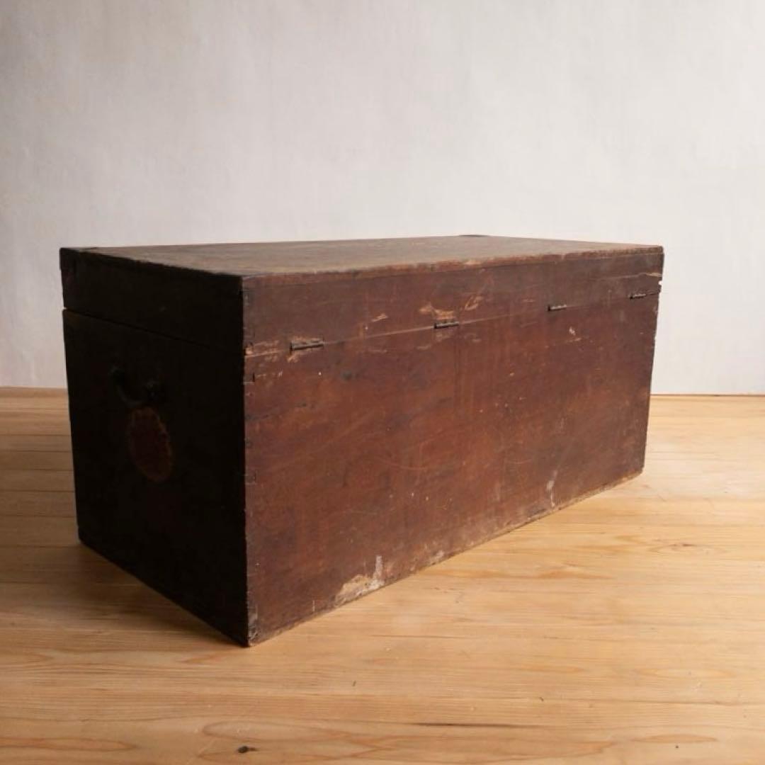 大きめ木箱　真鍮　収納箱　幅約98㎝ ディスプレイ　古道具　古家具　アンティーク