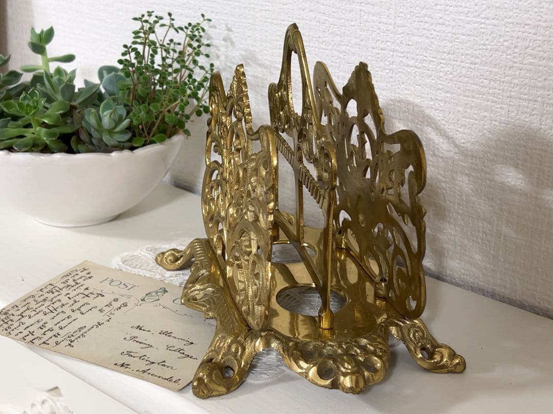 【週末Sale】真鍮のレターホルダー＊イギリスアンティーク