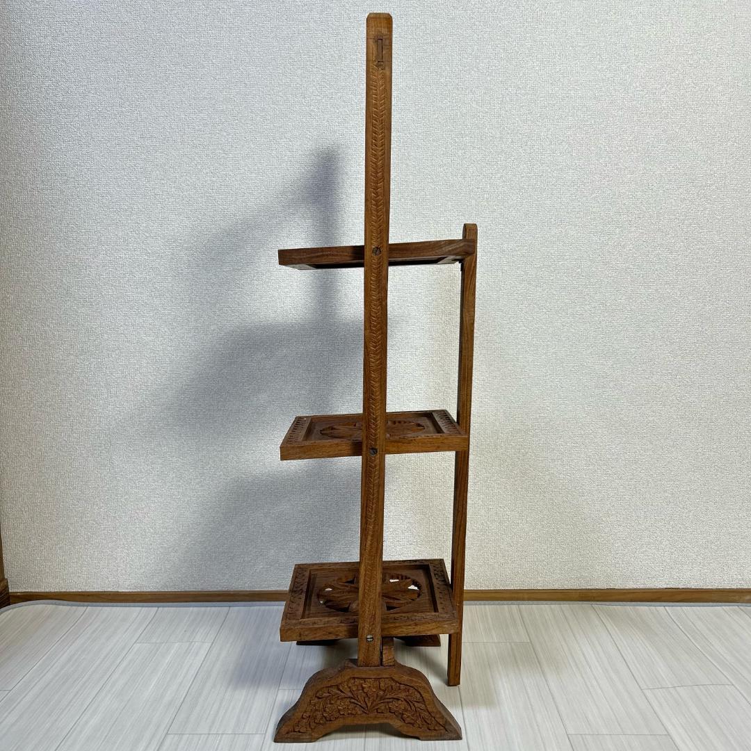 ケーキスタンド　木製　3段　アンティーク　昭和レトロ　サイドテーブル　飾り棚